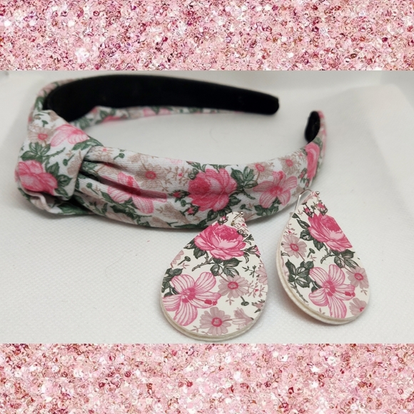 Accessories - Matching Floral knotted headband and Earrings